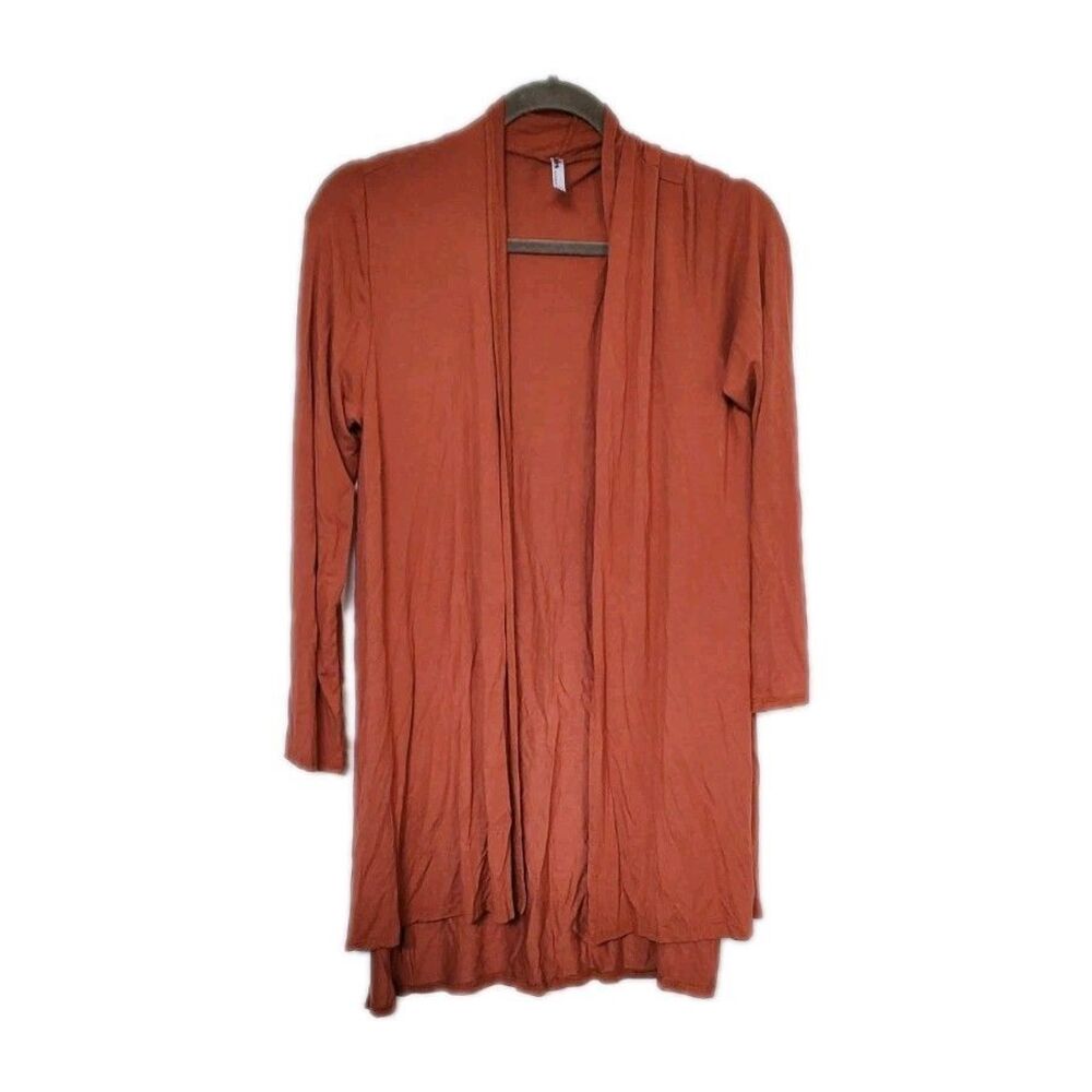 AZULAS Small Open Front Cardigan Burnt Rust Orange Lightweight Flowy Casual